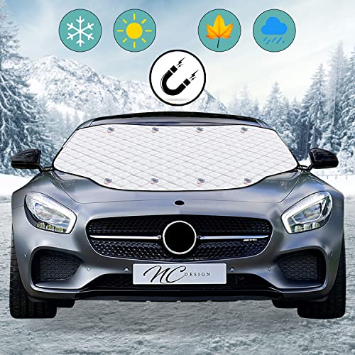 NC design - Premium Auto Scheibenabdeckung- Winterabdeckung- Eisschutzfolie- Frontscheibenabdeckung mit Magnet- Perfekter Schutz vor Sonne, Staub, Frost und Schnee- Schütze was dir lieb ist.