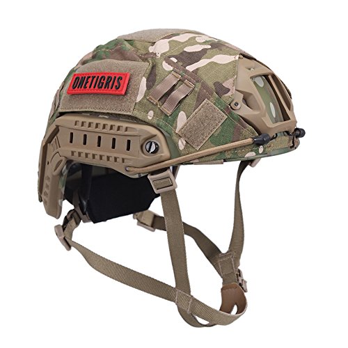 OneTigris PJ Taktische Schnell Helm mit abnehmbarem Helmüberzug für Airsoft Paintball (MC Camouflage)