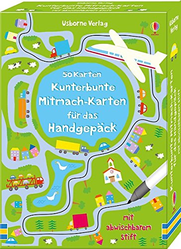 50 Karten: Kunterbunte Mitmach-Karten für das Handgepäck: mit abwischbarem Stift (50-Karten-Reihe)