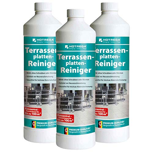HOTREGA Terrassenplatten Reiniger Konzentrat 1 Liter - Reinigung für Terrasse und Balkon - Schutz vor Neuverschmutzung , Mengen:3