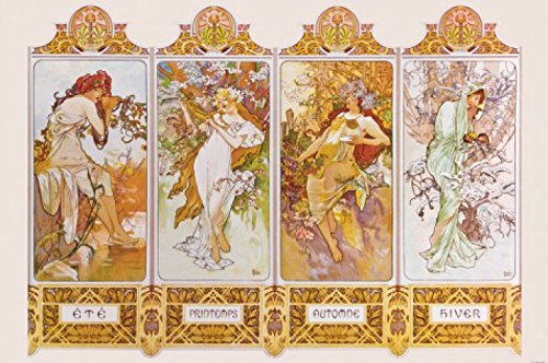 1art1 Alphonse Mucha Die Vier Jahreszeiten, 1896 Selbstklebende Fototapete Poster-Tapete 180x120 cm