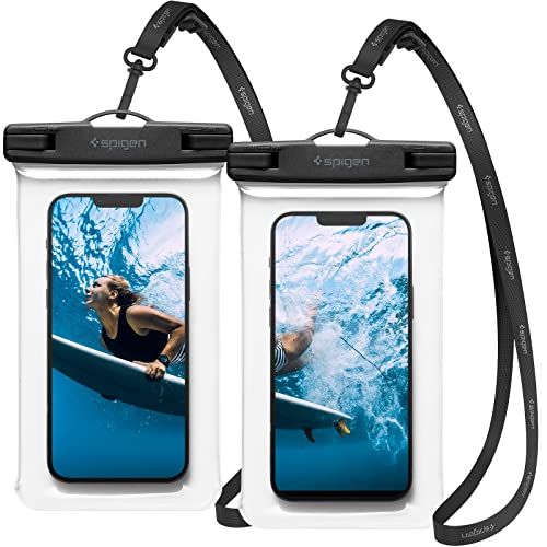 Spigen wasserdichte Handyhülle 2 Stück Unterwasser Hülle Wasserschutzhülle IPX8 Wasserfest Kompatibel mit iPhone, Galaxy, Xiaomi, Google Smartphones Crystal Clear
