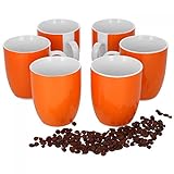 Van Well Vario 6er Kaffeetassen-Set I Porzellan-Tasse groß - in div. fröhlichen Farben I pflegeleichtes Tassen-Set - für Spülmaschine & Mikrowelle geeignet I 300 ml Kaffeebecher Orange 6 Stück
