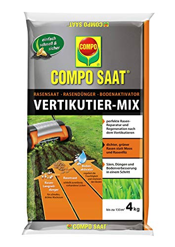 Compo SAAT Vertikutier-Mix, Rasensamen, Rasendünger und Bodenaktivator, 4 kg, 133 m²