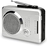 Caymuller AM/FM Tragbares Taschenradio und Sprach-Audio-Kassettenrekorder, persönlicher Audio-Walkman-Kassettenspieler mit integriertem Lautsprecher und Kopfhörer