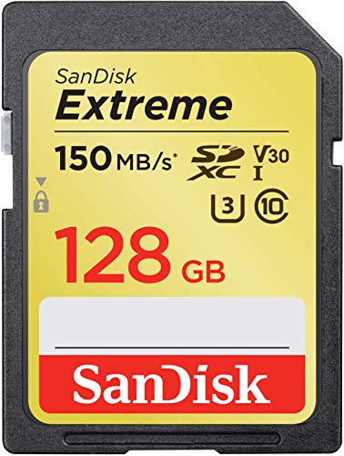 SanDisk Extreme SDXC UHS-I Speicherkarte 128 GB (V30, 150 MB/s Übertragung, wasserdicht, stoßfest, temperaturbeständig, U3, 4K Ultra HD-Videos)