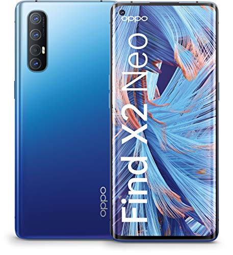 OPPO Find X2 Neo Smartphone (16,5 cm (6,5 Zoll)) 256 GB interner Speicher, 5G, 12 GB RAM, 4260mAh mit 30W Blitzladen, 48MP-Quad-KI-Kamera, Ultra Slim Design, Curved-Display - Starry Blue