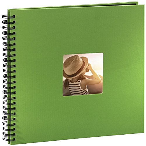 Hama Fotoalbum Jumbo 36x32 cm (Spiral-Album mit 50 schwarzen Seiten, Fotobuch mit Pergamin-Trennblättern, Album zum Einkleben und Selbstgestalten) grün, 1 Stück (1er Pack)