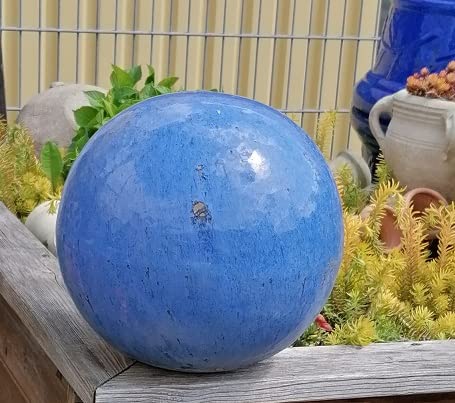 terracotta-toepfe-de 2. Wahl !! Aktion !! Kugel ca. 30 cm, Verschiedene Blautöne, aus Steinzeug Keramik, blau glasiert Deko Garten