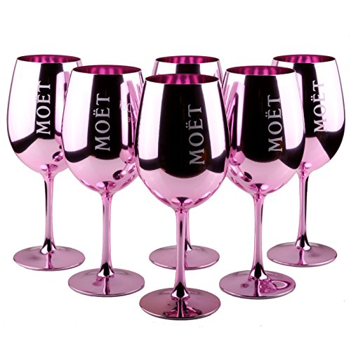 6X Moet & Chandon Imperial Gläser Echtglas Pink Rose Rosa Champagner Glas Limited Ibiza