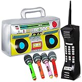 ACAREY Aufblasbares Radio, Retro Handy Boombox Mikrofon Spielzeug Für Kinder Erwachsene, Retro Ghettoblaster Hip Hop Radio Walkman 80er 90er Party