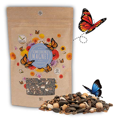 100g Schmetterlingswiese Samen für eine bunte Blumenwiese - Farbenfrohe & nektarreiche Wildblumensamen Mischung für Schmetterlinge