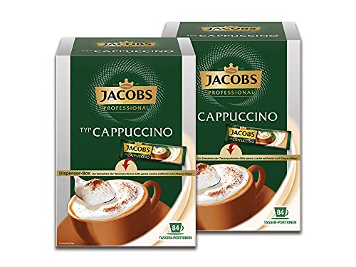 Jacobs Professional Cappuccino Sticks, Instant Kaffee in praktischen Tassenportionen, 2 x 84 Sticks à 11g, Vorratspack