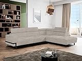 Große moderne Couch 240x295 cm - Modernes Ecksofa auf schwarzen Metallbeinen – L-förmiges Sofa für Wohnzimmer mit verstellbaren Kopfstützen – Stilvoller Komfort Wohnzimmercouch – Links oder rechts