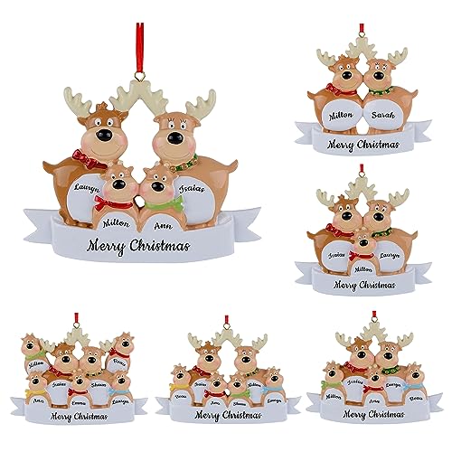Personalisierte Weihnachtsornamente 2023 Familie von 2,3,4,5,6,7,8,9 Personalisierte Weihnachten Elch Ornament mit Familiennamen, Weihnachten Dekoration Geschenke