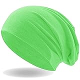 Hatstar® Klassische Slouch Long Beanie Mütze | leicht und weich | für Damen und Herren | Übergangsmütze für Frühling und Sommer (Neon Grün)
