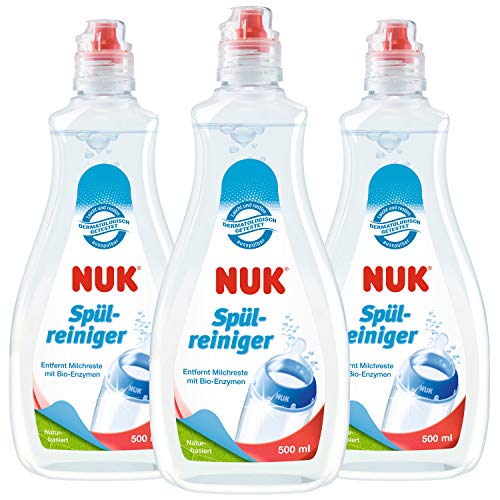 NUK Spülreiniger für Babyflaschen | 500 ml | Ideal zur Reinigung von Babyflaschen, Sauger & Zubehör | Parfümfrei | pH-neutral | 3 Stück