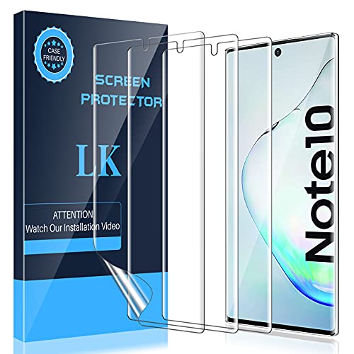 LK 3 Stück Schutzfolie für Galaxy Note 10, Galaxy Note 10 Folie, [Fingerabdruck-ID unterstützen][Blasenfreie] Klar HD Weich TPU Displayschutzfolie