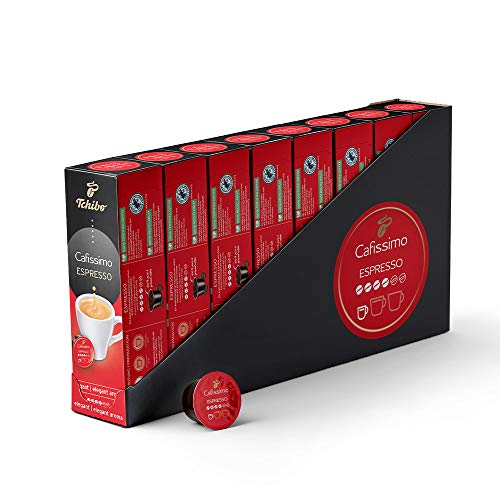 Tchibo Cafissimo Vorratsbox Espresso elegant Kaffeekapseln, 80 Stück – 8x 10 Kapseln (Espresso, ausdrucksstark mit vollem Aroma), nachhaltig & fair gehandelt
