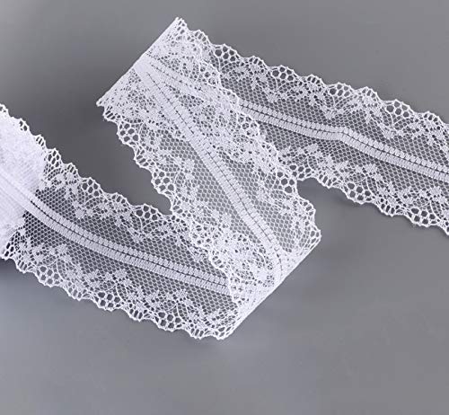 ABSOFINE Spitzenbordüre Vintage Spitzenband Weiss Beige Vintage für Hochzeit Tischdeko Basteln Geschenkband (30M)