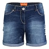 BlauerHafen Damen Jeans Shorts Destroyed Bermuda Stretch Hotpants Denim Kurze Hose (46 (Taille: 96-98cm), Dunkelblau)