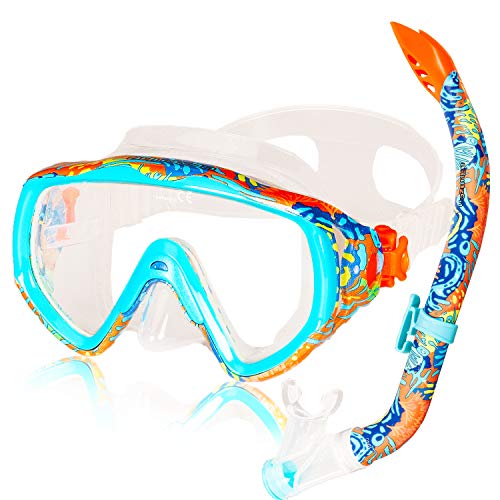 aquazon ELBA Schnorchelset, Tauchset, incl. Taucherbrille und Schnorchel für Kinder, Jugendliche und Damen, Farbe:Coral