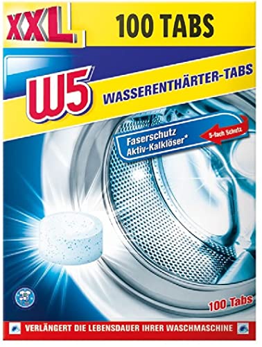 W5 100x Entkalker Tabs für Waschmaschine | Wasserkocher | Spülmaschine, TESTSIEGER STIFTUNG WARENTEST, Entkalkungstabletten für alle Marken & Modelle Kompatibel