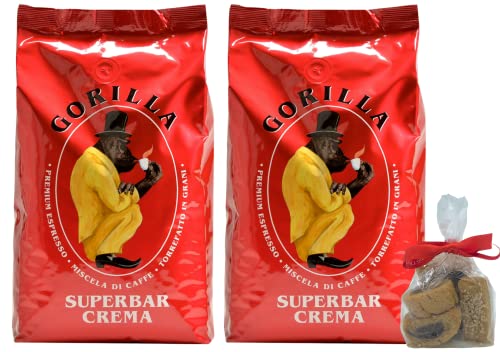 Gorilla Super Bar Crema 2x 1000g Joerges + 4x Jassas Zuckerstick | Gorilla Kaffee | Gorilla superbar | Gorilla Espresso