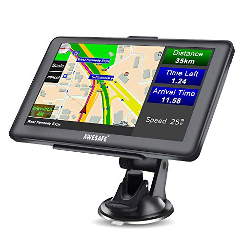 AWESAFE Navigationsgeräte für Auto PKW KFZ LKW Navi 2022 Europa Karten unterstützt lebenslang kostenloses Kartenupdate 7 Zoll GPS Navigation