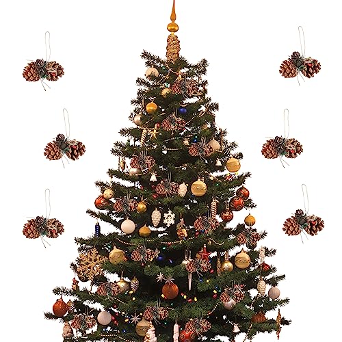 12 Stück Weihnachten Tannenzapfen Dekoration Natürliche Tannenzapfen 5cm Weihnachten Tannenzapfen Anhänger mit Kiefernnadel Beeren Weihnachten Tannenzapfen hängende Ornamente für DIY Geschenkdekor