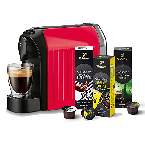 Tchibo Cafissimo easy Kaffeemaschine Kapselmaschine inkl. 30 Kapseln für Caffè Crema, Espresso und Kaffee, Rot