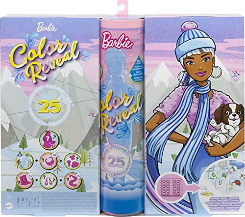 Barbie HBT74 - Color Reveal Adventskalender, 25 Überraschungen inklusive Color Reveal Puppe, Spielzeug ab 3 Jahren