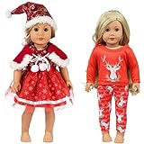 Miotlsy Puppenkleidung Bekleidung Zubehör Kleidung zubehör Set 6 Stück Puppe Weihnachten Kleidung Outfits Pyjamas Kleider für 18 Zoll American Doll