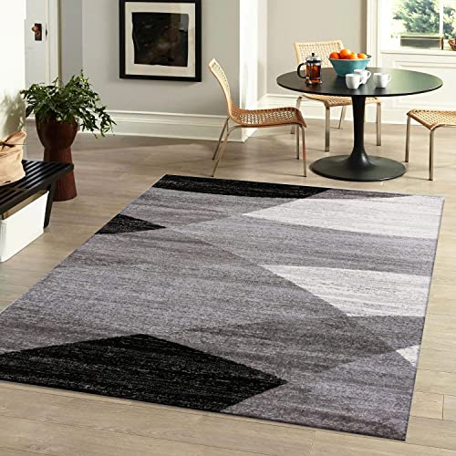 VIMODA Teppich Geometrisches Muster Meliert in Grau Weiß Schwarz Designer Heatset, Maße:160x220 cm