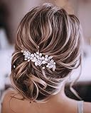 Unicra Silberhochzeit Kristall Haar Reben Blume Blatt Kopfschmuck Hochzeit Haarschmuck für die Braut (Silber)
