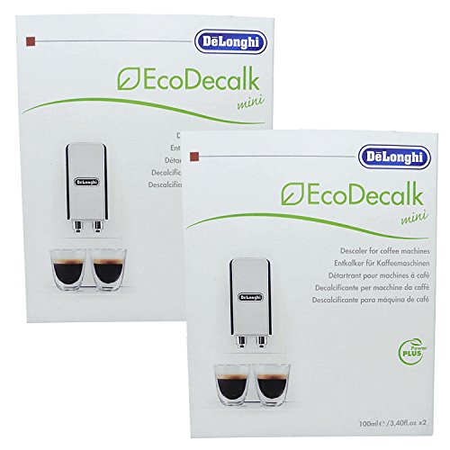 2er Pack DeLonghi Eco Decalk Mini 2 x 100 ml für Kaffeevollautomaten, Espressomaschinen, Filterkaffeemaschinen, Dampfreinigungsgeräte und Dampfbügelstationen