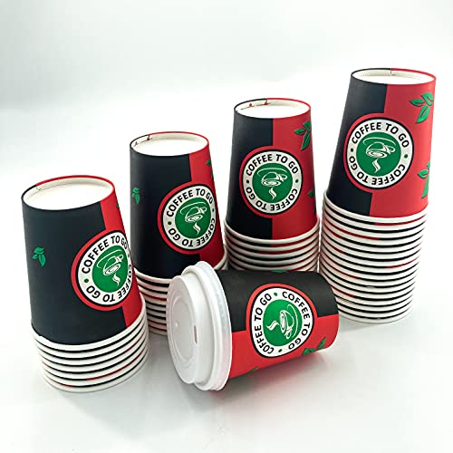 Enpack - 400 Kaffeebecher mit Deckel - 200ml/8oz - Ökologische kompostierbare Trinkbecher - Hitzebeständige To Go Becher - Recycelbar Einwegbehälter für Kaffee/Tee/Kakao