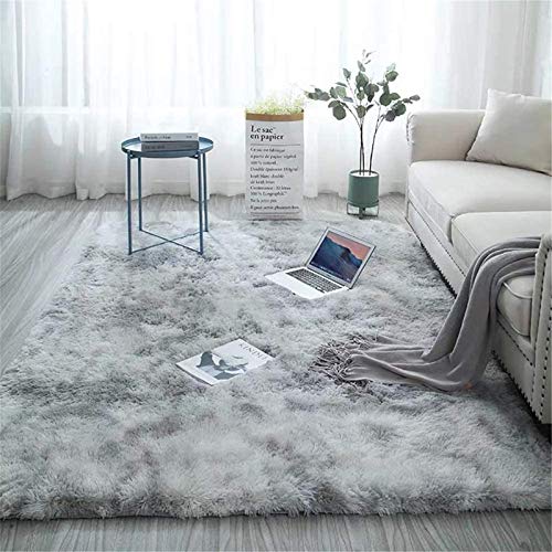Aujelly Soft Area Rug Schlafzimmer Shaggy Teppich Zottige Teppiche Flauschige Bunte Batik-Teppiche Carpet Neu Hellgrau 160 x 200 cm