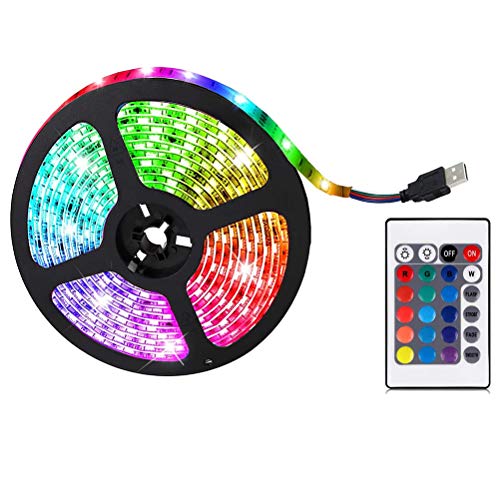 Mnsun RGB LED Lichtstreifen LED mit 24 Tasten Fernbedienung, USB-Lichtleiste, RGB LED Strip für Schlafzimmer, Zuhause, TV, Decke, Schrankdeko