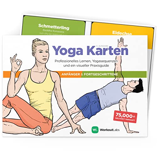 WorkoutLabs Plastik-Yoga-Karten mit Sanskrit-Sprache zum visuellen Lernen, zum Sequenzieren von Unterricht, zum Üben mit Haltungen, Atemübungen und Meditation (komplettes Spiel) (Deutsch)