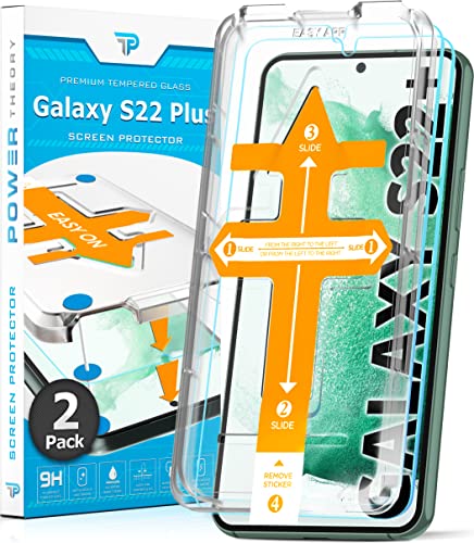 Power Theory Schutzglas für Samsung Galaxy S22 Plus Schutzfolie - Glas Displayschutz mit Schablone, Displayschutzfolie, Glas Folie mit Anbringhilfe [2 Stück]