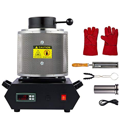 CO-Z 3kg Schmelzofen Maschine 1150℃ Goldschmelzender Ofen mit Schmelztiegel Schmelztiegelform und Zange (3 kg)
