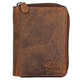 ALMADIH Leder Portemonnaie RFID-Schutz mit 17 Kartenfächer und Reißverschluss in Geschenkbox P2H-RV bv - Herren Geldbörse Damen Geldbeutel Brieftasche braun (P2H-RV Vintage)