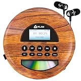 KLIM Nomad Wood - NEU 2024 - Tragbarer CD-Player Discman - langlebigem Akku - Inklusive KLIM Fusion Kopfhörer - Kompatibel mit CD-R, CD-RW, MP3 - TF-Reader, Radio FM, Bluetooth - Ideal für Autos
