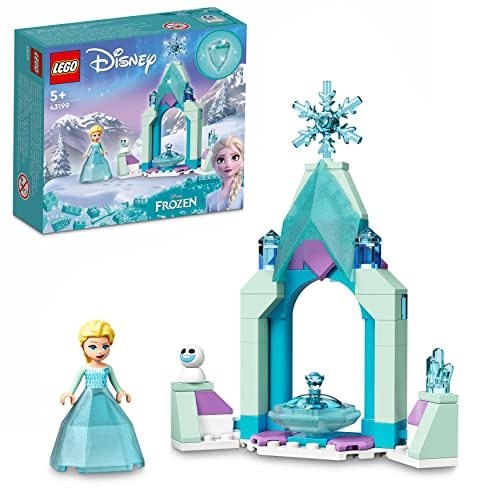 LEGO 43199 Disney Elsas Schlosshof, Prinzessinnen-Spielzeug zum Bauen aus Die Eiskönigin 2 mit Elsa Mini-Puppe, Diamantkleid-Kollektion