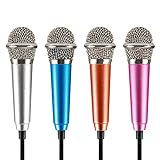 Mini Karaoke Mikrofon, 4 Stücke Pomeloone Winziges Kabelgebundenes Mikrofon, Tragbares Gesangsmikrofon, Kompatibel mit Handy, Laptop, für Singen, Aufnahmen, 4 Farben