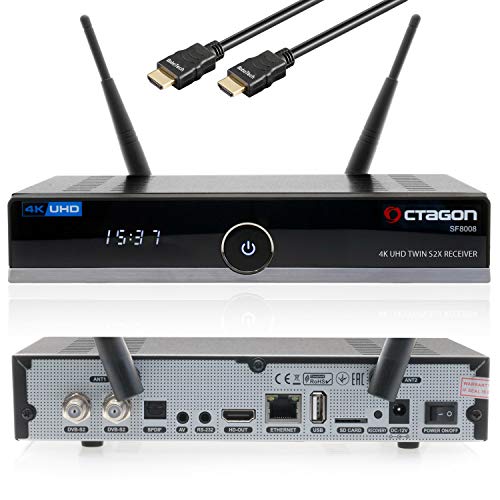 Octagon SF8008 UHD 4K Sat-Receiver inkl. Babotech® HDMI-Kabel Twin 2X DVB-S2X [HDR H.265 E2 Linux Dual WiFi]