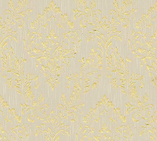 Architects Paper Textiltapete Metallic Silk Tapete mit Ornamenten barock 10,05 m x 0,53 m beige metallic Made in Germany 306592 30659-2