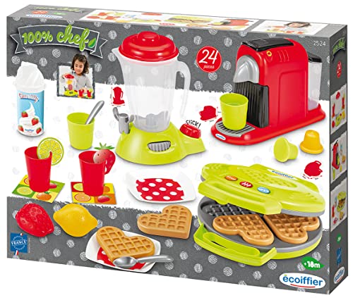 Ecoiffier – Küchenzubehör für Kinder – 24-teiliges Frühstück Spielset, mit Küchengeräten, ideales Zubehör für Kinderküche, für Kinder ab 18 Monaten