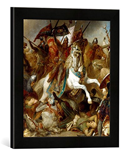 Gerahmtes Bild von Hermann Wislicenus Barbarossas Sieg bei Ikonium, Kunstdruck im hochwertigen handgefertigten Bilder-Rahmen, 30x40 cm, Schwarz matt